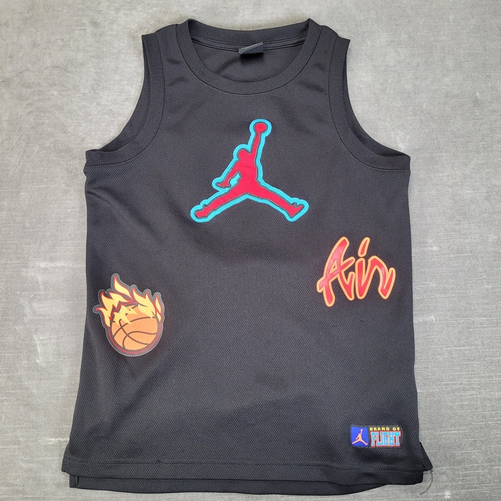 Jordan Brand of Flight Kids Black Mesh Basketball Tank Top Jersey Size L‎ 12-13Y